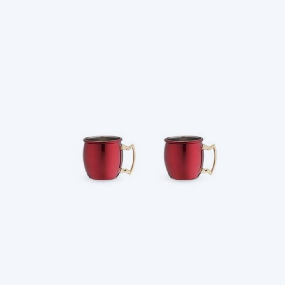 NEW Twine 5826 2 oz Rustic Holiday Red Moscow Shot Mug Set- Set of 2